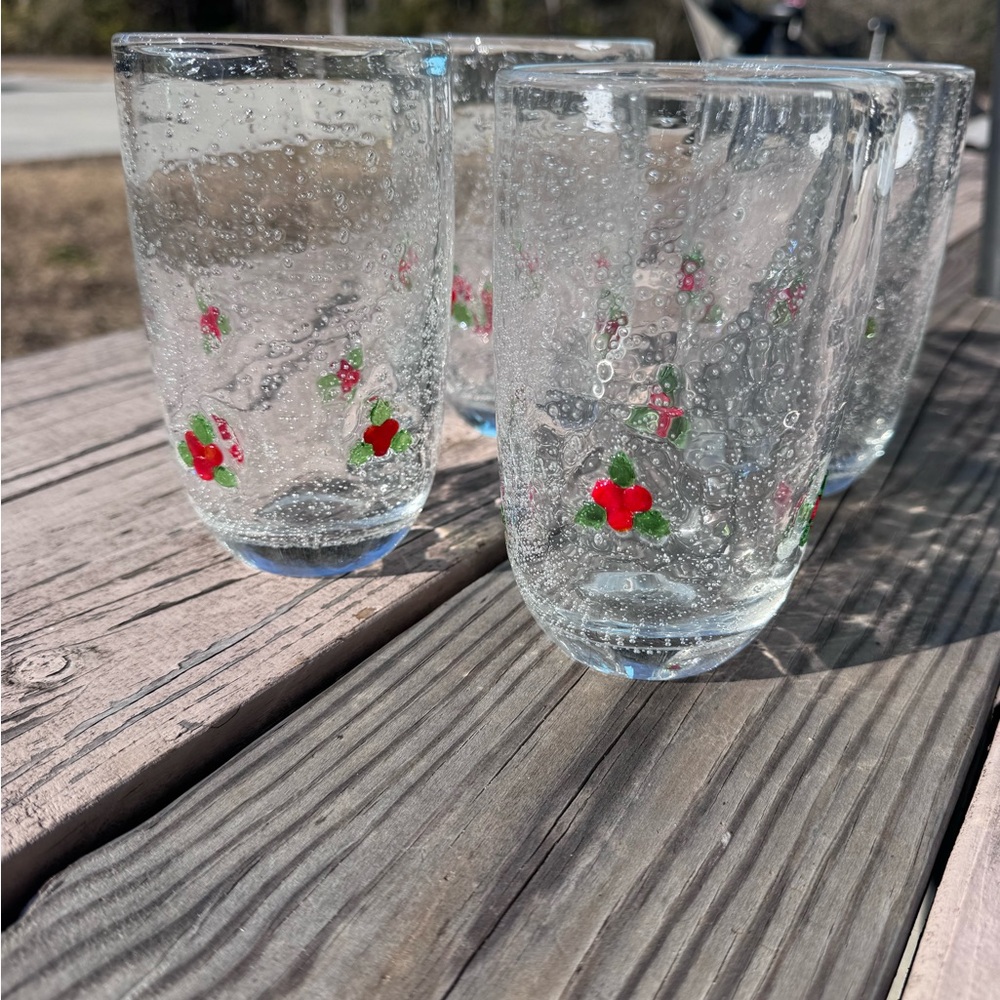 Holly handblown Glass Tumblers - Set of 4